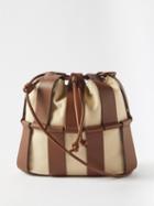 Hereu - Llinera Leather And Canvas Cross-body Bag - Womens - Tan White