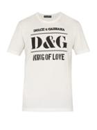 Matchesfashion.com Dolce & Gabbana - Logo Stencil Print Cotton T Shirt - Mens - White Multi