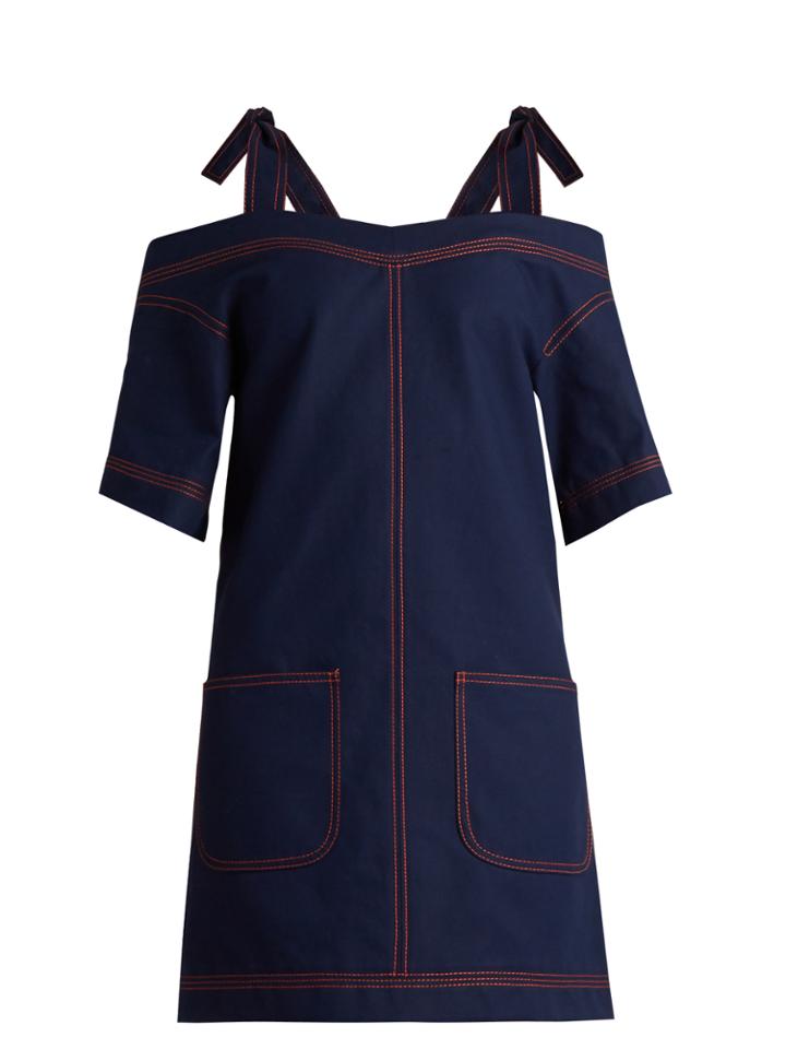 Msgm Cold-shoulder Cotton Dress