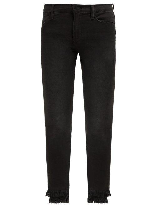 Matchesfashion.com Frame - Le High Fringed Cuff Skinny Jeans - Womens - Black