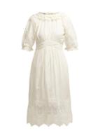 Matchesfashion.com Thierry Colson - Daria Cotton Blend Mini Dress - Womens - White