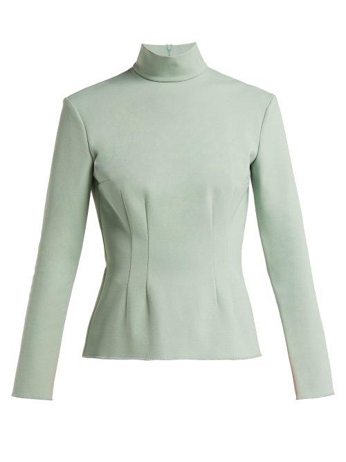 Matchesfashion.com Vika Gazinskaya - High Neck Stretch Jersey Top - Womens - Light Green