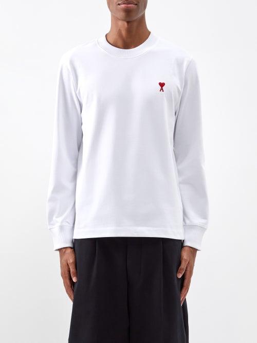Ami - Ami De Caur Organic-cotton Long-sleeved T-shirt - Mens - White