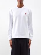 Ami - Ami De Caur Organic-cotton Long-sleeved T-shirt - Mens - White