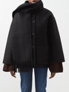 Toteme - Embroidered Scarf-neck Wool-blend Jacket - Womens - Black