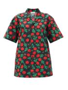 Matchesfashion.com Ganni - Rose-print Cotton Shirt - Womens - Black Multi