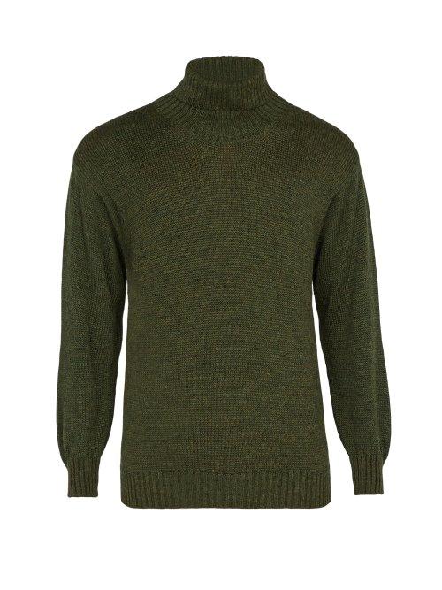Matchesfashion.com Inis Mein - Roll Neck Alpaca Wool And Silk Blend Sweater - Mens - Green