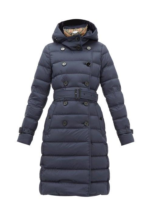 Matchesfashion.com Burberry - Arniston Double-breasted Quilted-shell Coat - Womens - Navy