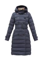 Matchesfashion.com Burberry - Arniston Double-breasted Quilted-shell Coat - Womens - Navy