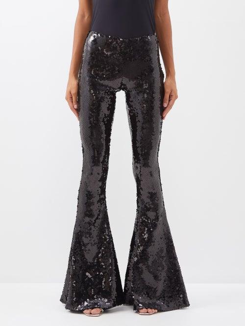 16arlington - Koro Flared-cuff Sequinned Trousers - Womens - Black