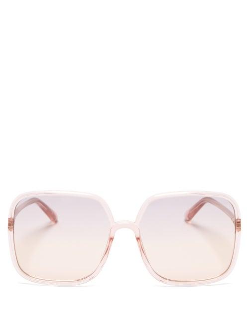 Matchesfashion.com Dior - Diorsostellaire Square Acetate Sunglasses - Womens - Light Pink