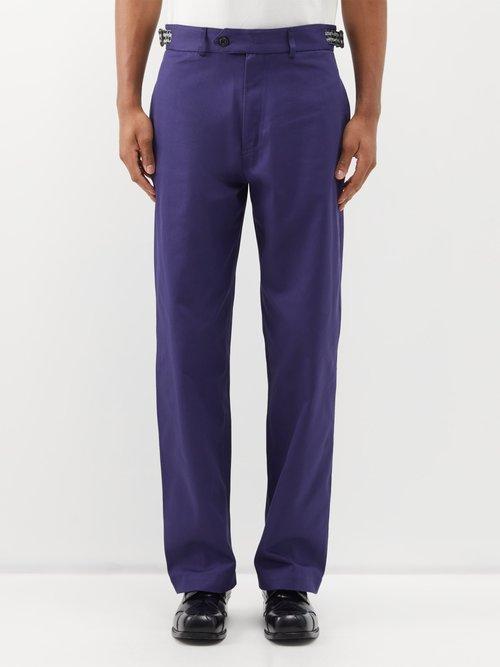 Nicholas Daley - Jacquard Cotton-drill Trousers - Mens - Navy