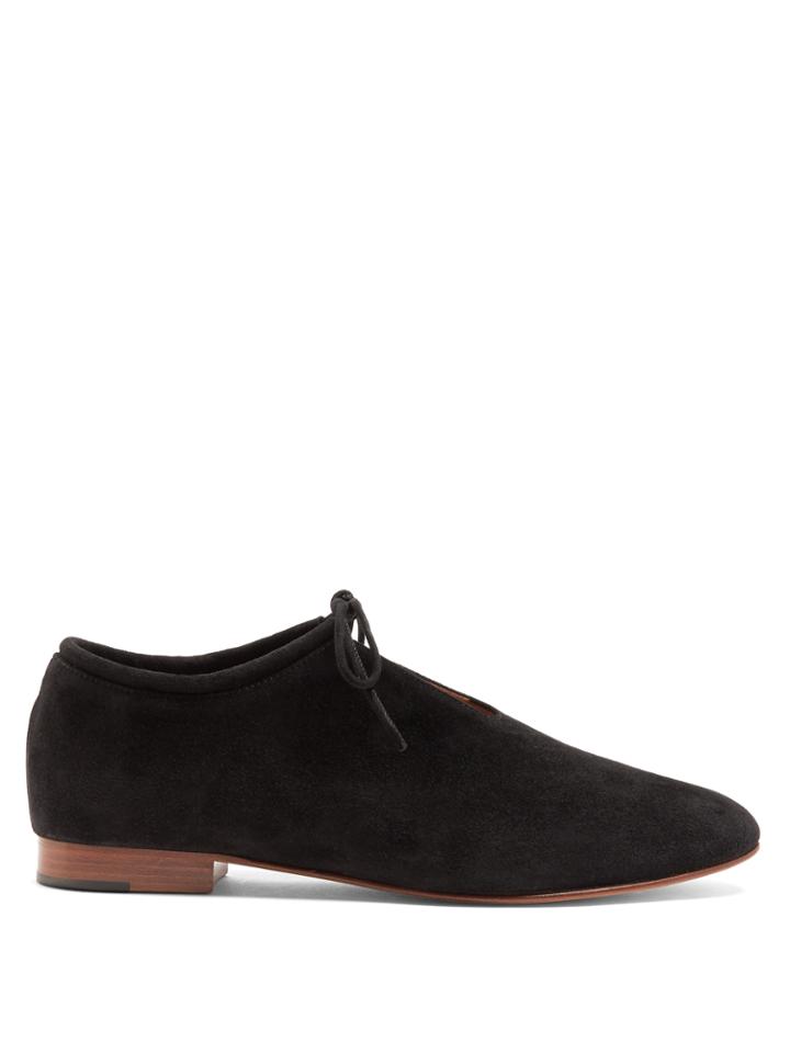 Martiniano Bootie Tie-front Suede Flats