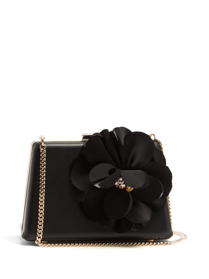Lanvin Le Petit Sac Flower-appliqu Leather Box Clutch