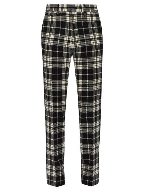 Matchesfashion.com Burberry - Tartan Check Wool Trousers - Mens - Black