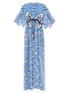 Mary Katrantzou Mary-mare - Taormina Silk Crepe De Chine Kaftan - Womens - Blue Print