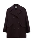 Matchesfashion.com Maison Margiela - Double Breasted Virgin Wool Blend Cape Pea Coat - Womens - Navy