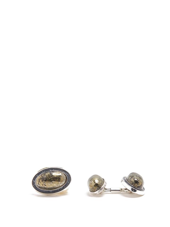 Bottega Veneta Stone-embellished Sterling-silver Cufflinks