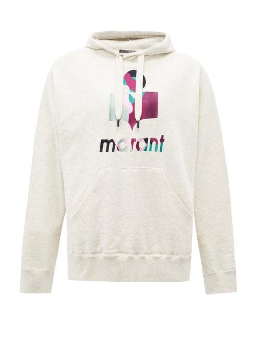 Matchesfashion.com Isabel Marant - Miley Logo-embroidered Jersey Hooded Sweatshirt - Mens - Cream