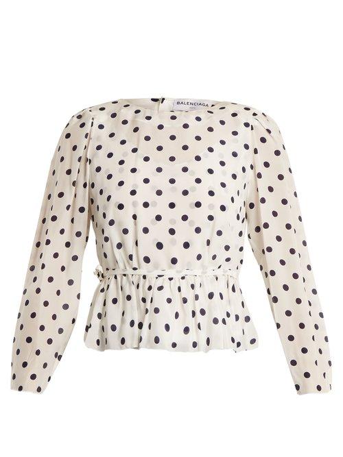 Matchesfashion.com Balenciaga - Uplifted Silk Charmeuse Top - Womens - White Navy