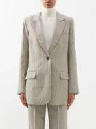 Co - Single-breasted Wool-pinstripe Blazer - Womens - Grey Stripe