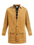 Matchesfashion.com Saint Laurent - Lace Up Suede Mini Dress - Womens - Light Brown