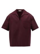 Valentino - Patch-pocket Cotton-blend Twill Polo Shirt - Mens - Burgundy