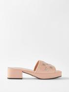 Gucci - Gg-embellished Leather Platform Mules - Womens - Pink