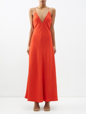 Stella Mccartney - V-neck Crepe Gown - Womens - Red