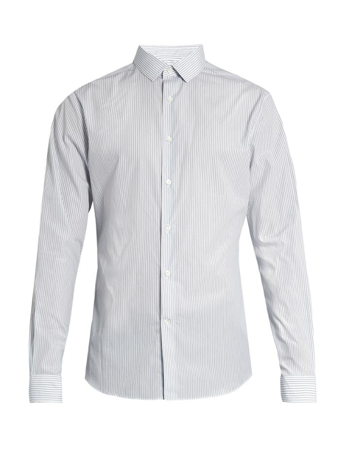 Valentino Button-cuff Striped Cotton Shirt