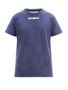 Matchesfashion.com Off-white - Skull Logo Print Cotton T Shirt - Mens - Blue White
