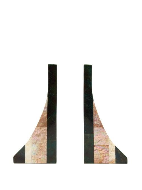 Matchesfashion.com Blue Carreon - Linea Crushed Shell Bookends - Green
