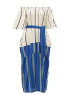 Matchesfashion.com Ace & Jig - Casa Contrast Panel Striped Cotton Dress - Womens - Blue
