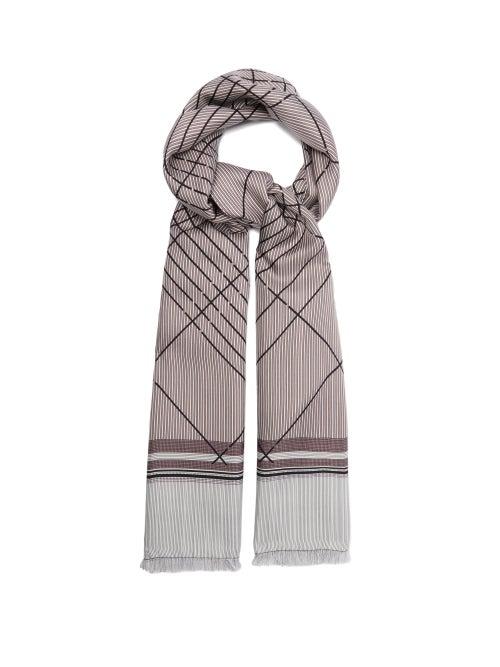 Matchesfashion.com Lemaire - Plaid-print Striped Silk-faille Scarf - Mens - Multi