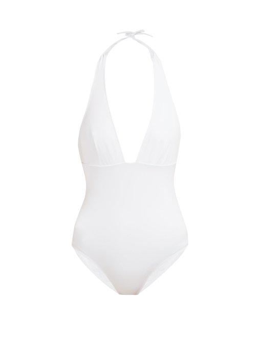 Matchesfashion.com Talia Collins - The Hold Up Halterneck Swimsuit - Womens - White