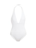 Matchesfashion.com Talia Collins - The Hold Up Halterneck Swimsuit - Womens - White