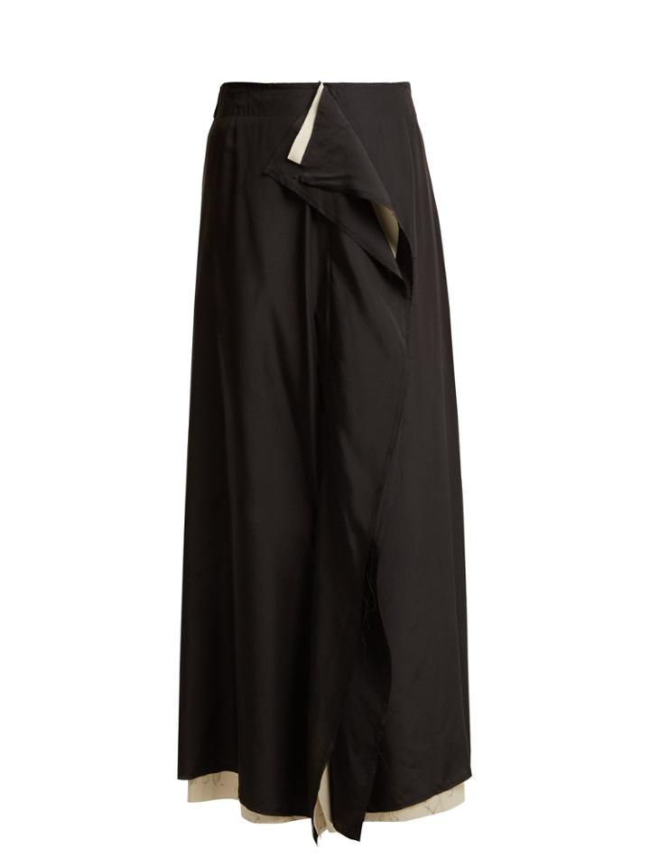 By Walid Rawan Raw-edge Ruffled Linen Skirt