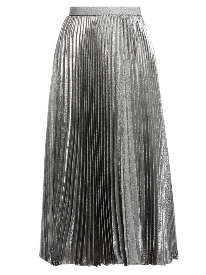 Christopher Kane Pleated Silk-blend Lam Skirt