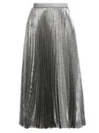 Christopher Kane Pleated Silk-blend Lam Skirt