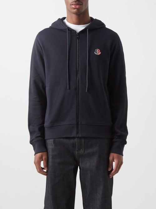 2 Moncler 1952 - Zipped Cotton-jersey Hooded Sweatshirt - Mens - Black