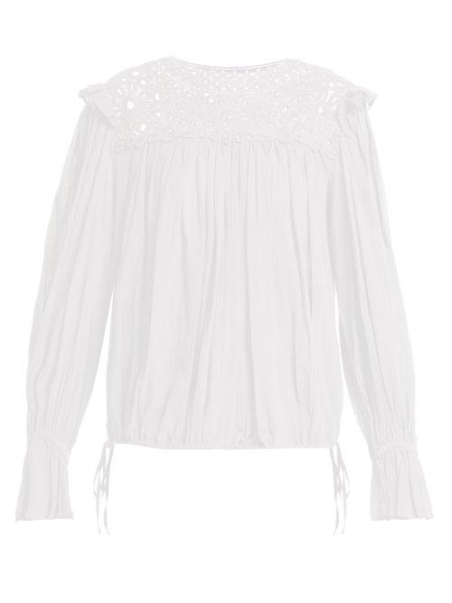 Matchesfashion.com Isabel Marant Toile - Rock Macram Lace Cotton Top - Womens - Cream