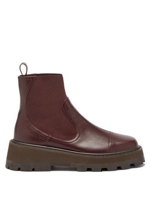 Jimmy Choo - Clayton Leather Chelsea Boots - Womens - Burgundy