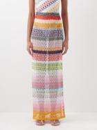 Missoni - Striped Crocheted Maxi Skirt - Womens - Orange Pink