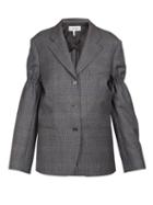 Matchesfashion.com Loewe - Gathered Sleeve Single Breasted Twill Blazer - Womens - Grey Multi