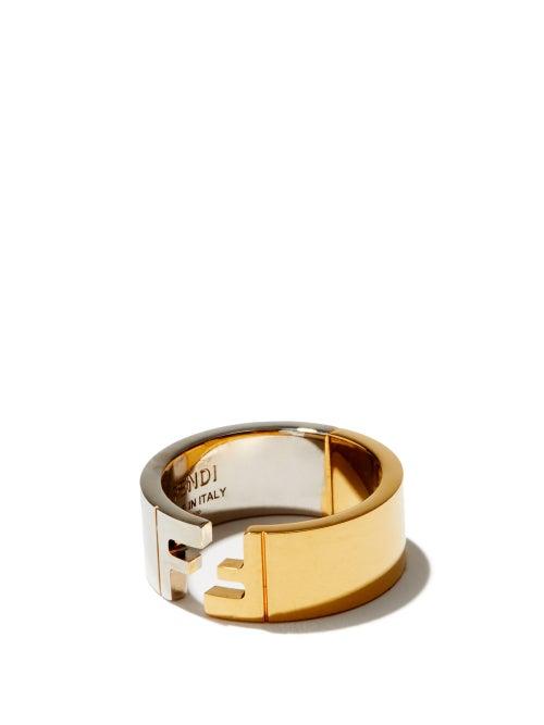 Matchesfashion.com Fendi - Ff-band Bi-colour Ring - Mens - Silver Gold