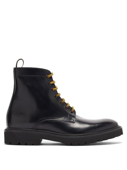 Matchesfashion.com Paul Smith - Farley Artist-stripe Leather Combat Boots - Mens - Black