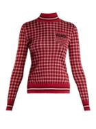 Matchesfashion.com Fendi - Check Wool And Silk Blend High Neck Sweater - Womens - Red Multi