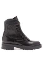 Saint Laurent William Double Lace-up Leather Ankle Boots