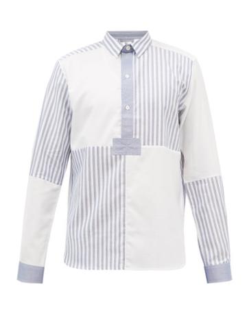 Sbline - Patchworked Cotton-poplin Shirt - Mens - Blue White