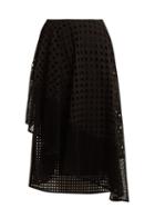 Matchesfashion.com Sportmax - Nabulus Eyelet Lace Asymmetric Skirt - Womens - Black